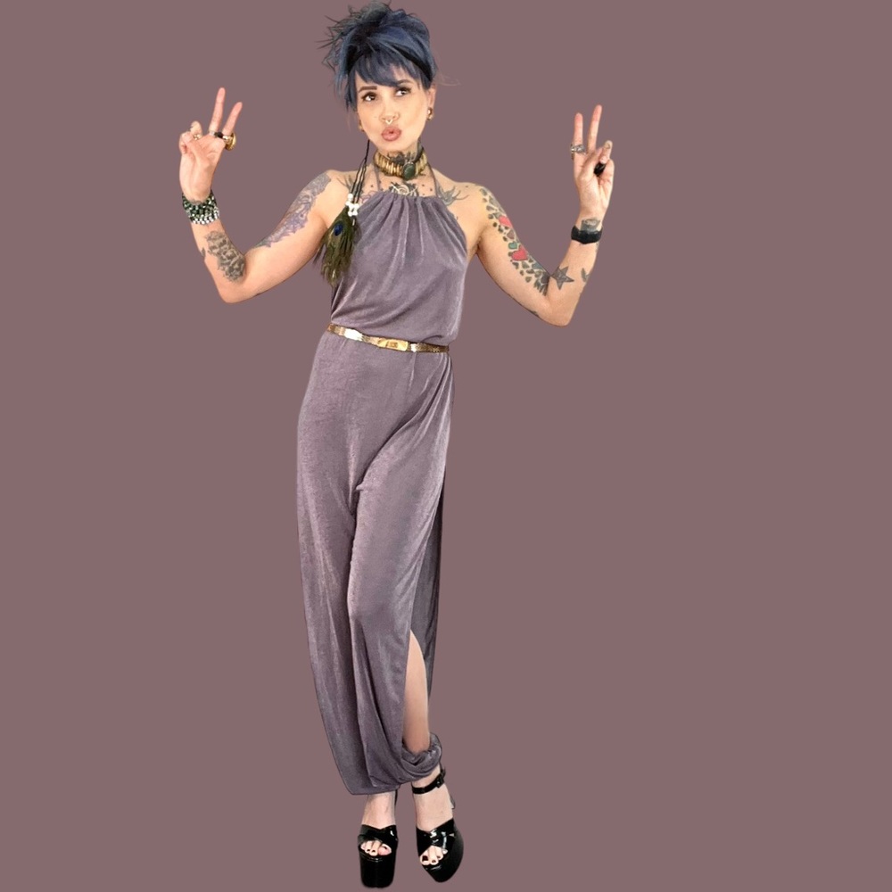 Lucy In the Sky Los Angeles purple smoke open leg harem jumpsuit 🦄